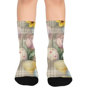 Bunny Floral Bouquet Hiking Socks - Toddler Boys & Girls Warm Thick Thermal Winter Crew Socks for School, Daily Wear & Outdoor Activities in Kuwait