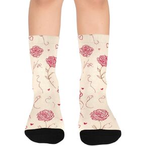 Valentines Rose Simple Lline Hiking Socks - Toddler Boys & Girls Warm Thick Thermal Winter Crew Socks for School, Daily Wear & Outdoor Activities in Kuwait