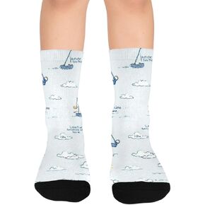 Nautical Fishing Design Blue Hiking Socks - Toddler Boys & Girls Warm Thick Thermal Winter Crew Socks for School, Daily Wear & Outdoor Activities in Kuwait