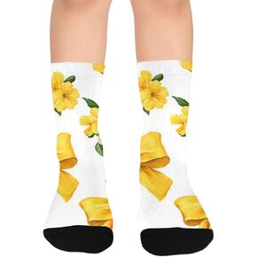 Yellow Bows Art Spring Hiking Socks - Toddler Boys & Girls Warm Thick Thermal Winter Crew Socks for School, Daily Wear & Outdoor Activities in Kuwait