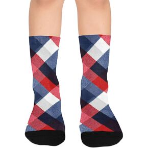 Red Classic Plaid Grid Hiking Socks - Toddler Boys & Girls Warm Thick Thermal Winter Crew Socks for School, Daily Wear & Outdoor Activities in Kuwait