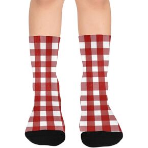 Retro White Check Pattern Hiking Socks - Toddler Boys & Girls Warm Thick Thermal Winter Crew Socks for School, Daily Wear & Outdoor Activities in Kuwait