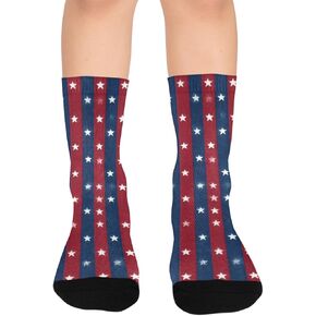 Red Blue Star Stripes Hiking Socks - Toddler Boys & Girls Warm Thick Thermal Winter Crew Socks for School, Daily Wear & Outdoor Activities in Kuwait