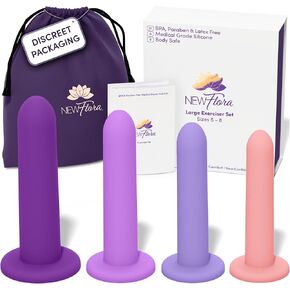 NewFlora Large Silicone Wand Set of 4, Hands Free Suction, Tapered Medical Silicone with Waterproof Storage Bag & Step by Step Instruction Guide in Saudi Arabia