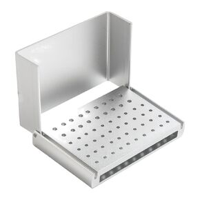 Dental Burs Block Holder Case Disinfection for FG and CA Burs Diamond Burs Aluminium Autoclavable Opening Box 58 Holes Sliver in Kuwait