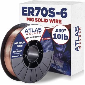 سلك لحام MIG صلب من ATLASWELDER، ER70S-6.030 بوصة 10 رطل مع ترشيش منخفض ومستويات عالية من مزيلات الأكسدة لجميع مواضع لحام الغاز in Kuwait