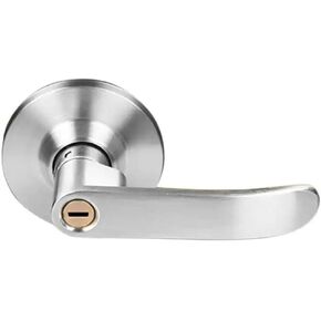 Interior Reversible Door Handle Lock Straight Lever with Round Trim 1Pcs(Silver-70mm Keyless) in Saudi Arabia