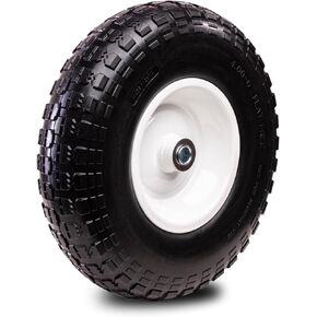 Taifa 2 PCS 13 Inch Solid Flat Free Replacement Tires and Wheels 4.00-6 with 5/8'' Bearing and 2.17'' Offset Hub, Air Less Wheel for Wheelbarrow/Wagon/Hand Truck/Trolley/Garden Scooter etc. in Kuwait