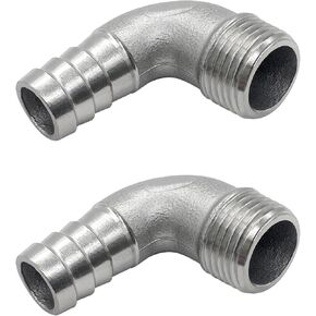 Stainless Steel 5/8" Hose Barb x 1/2" NPT Male 90 Degree Elbow Home Brew Pipe Fitting (Pack of 2) in Kuwait