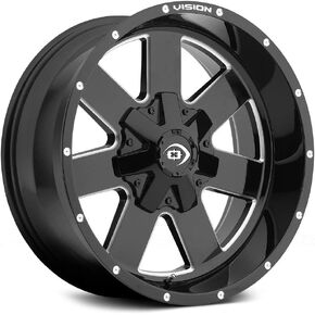 Vision 411 Arc Gloss Black Milled Spokes Wheel with Milled Finish (20x9"/5x150mm) in Kuwait
