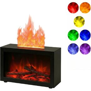 نيكس اند كو، موزع روائح مدفأة اللهب الملون للزيوت العطرية، موزع زيوت عطرية صغيرة مع تأثير ديناميكي ثلاثي الأبعاد، 7 ألوان متغيرة، إيقاف تلقائي، مؤقت 3 ساعات للمنزل، اليوغا وتخفيف القلق in Kuwait