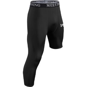 MEETYOO Men's Compression Pants,Workout Leggings for Men,Cool Dry 3/4 One Leg Basketball Compression Tights in Kuwait