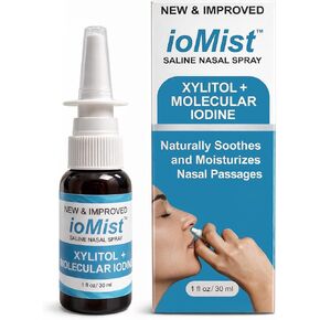 Iotech International ioMist Xylitol Saline Spray الأنف مع اليود الجزيئي - شطف الأنف الطبيعي وتخفيف الاحتقان للبالغين والأطفال 6+ - تطهير الجيوب الأنفية الخالي من المخدرات ودعم الحساسية - 1 أونصة سائلة in Kuwait