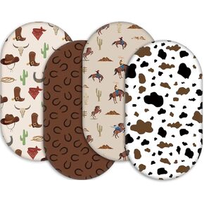 4 Pcs Western Cowboy Bassinet Sheets 32'' x 16'' x 3.9'' Baby Bassinet Sheets for Standard Toddler Bassinet Mattress Soft Breathable Sheets for Boys Baby Gifts in Kuwait