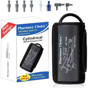 الكفة الأسطوانية لضغط الدم، الكفة للبالغين، الكفة BP العالمية، متوافقة مع معظم الشاشات، الكفة البديلة لضغط الدم ARM مع 8 موصلات، مقاس واحد يناسب 7 بوصات - 16.5 بوصة (17-42 سم) أسود in Kuwait