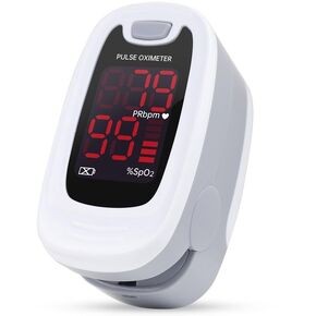 CONTEC CMS50M Fingertip Pulse Oximeter SpO2 and PR Value Blood Oxygen Monitor Neck/Wrist Cord LED Display Gray White color (Gray) in Kuwait