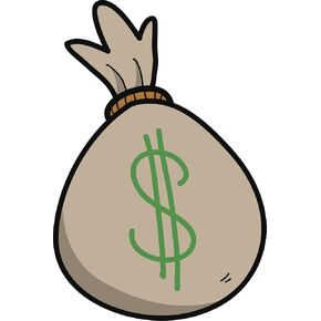 ملصق من الفينيل مطبوع عليه صورة كرتونية بسيطة لحقيبة تقليدية بسيطة تحتوي على أموال نقدية (طول 4 بوصات) in Kuwait