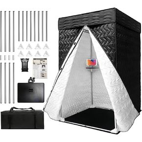 كشك صوتي محمول، كشك تسجيل قابل للطي مقاس 79 بوصة × 43 بوصة × 43 بوصة للاستوديو المنزلي وعزل الصوت والسفر - سهل التجميع مع حقيبة سفر للبودكاست والتعليقات الصوتية والغناء (43 × 43 × 79 بوصة) in Kuwait