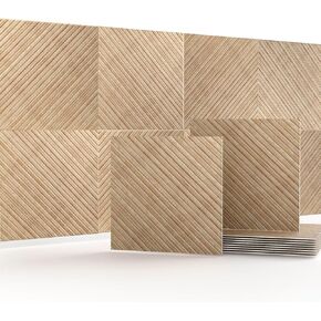 Acoustic Wall Panels, 8 pcs 23.6" x 23.6" – Wood-Pattern Polyester Fiber Sound Absorbing & Soundproof 3D Peel & Stick Panels for Recording Studio, Home Theater, Office, Meeting Room Décor (31 sq ft) in Kuwait