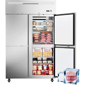 فريزر تجاري بأربعة أبواب مقاس 48 بوصة، فريزر عمودي من الفولاذ المقاوم للصدأ سعة 36 قدمًا مكعبًا (-8 درجة فهرنهايت إلى -1 درجة فهرنهايت) مع 8 أرفف قابلة للتعديل، باب قابل للقفل، عجلات، تذويب تلقائي للمطاعم والمطبخ والمتجر in Kuwait