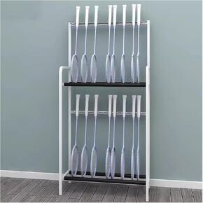 رف تخزين مضارب التنس، رف منظم لتنس الريشة والجيتار مكون من طبقتين للمدرسة ونوادي الصالة الرياضية المنزلية (أسود) in Kuwait