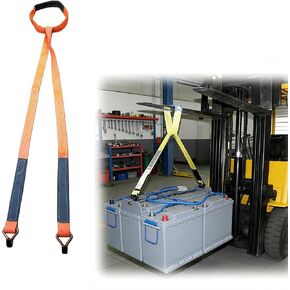 حبال رفع مناسبة لبطارية الرافعة الشوكية الصناعية مع حلقة دائرية للرفع بخطاف سلكي مقاس 12 بوصة، سهلة الإزالة واستبدال بطاريات الرافعة الشوكية (برتقالي) in Kuwait