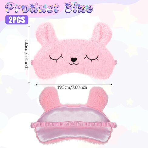 قناع نوم للأطفال، قطعتان من قناع العين من القطيفة على شكل أرنب لطيف، قناع عيون ناعم ومريح للأطفال للنوم، غطاء عيون على شكل حيوانات مضحكة للنساء والفتيات في المنزل والسفر وحفلات النوم (أبيض، وردي) in Kuwait