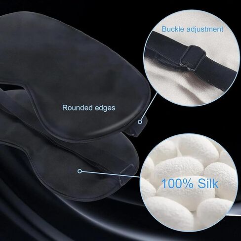 Sleep Mask Silk Eye Cover with Shaped Padding for Pressure-Free Sleeping, Foam Insert, Upgrade Contour Over Conventional Flat Satin Eye Masks, Machine Washable in Saudi Arabia