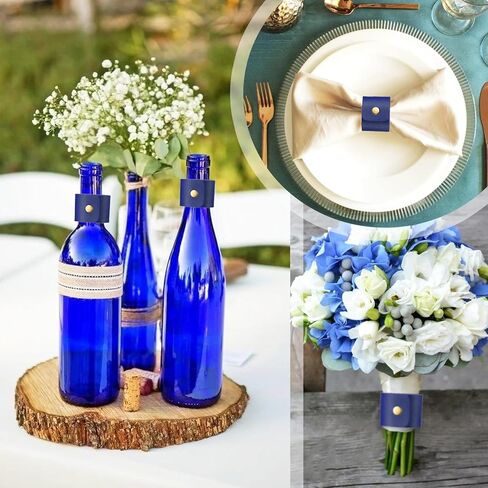 12 قطعة من حلقات المناديل الجلدية الزرقاء بإبزيم منديل ريفي عتيق من الجلد لعيد الميلاد وعيد الشكر وحفلات الزفاف وأعياد الميلاد وتزيين طاولات الطاولة وحلقة منديل الطاولة in Kuwait