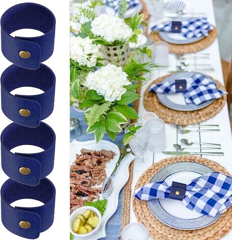 12 قطعة من حلقات المناديل الجلدية الزرقاء بإبزيم منديل ريفي عتيق من الجلد لعيد الميلاد وعيد الشكر وحفلات الزفاف وأعياد الميلاد وتزيين طاولات الطاولة وحلقة منديل الطاولة in Kuwait