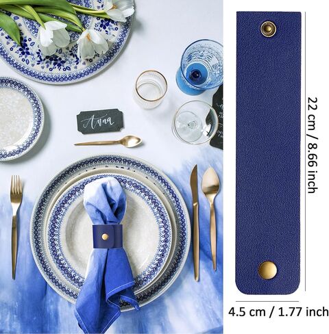 12 قطعة من حلقات المناديل الجلدية الزرقاء بإبزيم منديل ريفي عتيق من الجلد لعيد الميلاد وعيد الشكر وحفلات الزفاف وأعياد الميلاد وتزيين طاولات الطاولة وحلقة منديل الطاولة in Kuwait