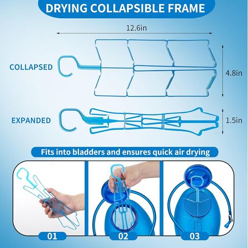 مجموعة تنظيف المثانة المرطبة المتوافقة مع Camelbak، مجموعة تنظيف المثانة المائية 4 في 1، فرشاة طويلة مرنة للخرطوم وفرشتين، إطار قابل للطي للتجفيف، مجموعة تنظيف حقيبة الظهر لخزان المياه in Kuwait