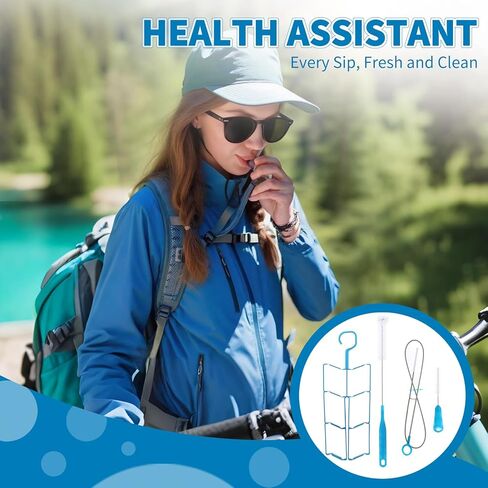 مجموعة تنظيف المثانة المرطبة المتوافقة مع Camelbak، مجموعة تنظيف المثانة المائية 4 في 1، فرشاة طويلة مرنة للخرطوم وفرشتين، إطار قابل للطي للتجفيف، مجموعة تنظيف حقيبة الظهر لخزان المياه in Kuwait