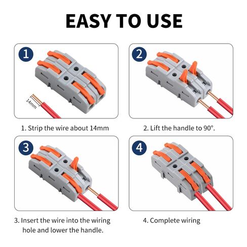 50 قطعة من موصلات صواميل الأسلاك من نوع الرافعة، كتل طرفية مدمجة PA66 مناسبة للتوصيلات السريعة الخالية من الأدوات في التحكم الصناعي المنزلي وأسلاك السيارات in Kuwait