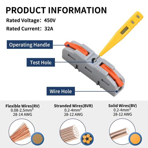 50 قطعة من موصلات صواميل الأسلاك من نوع الرافعة، كتل طرفية مدمجة PA66 مناسبة للتوصيلات السريعة الخالية من الأدوات في التحكم الصناعي المنزلي وأسلاك السيارات in Kuwait