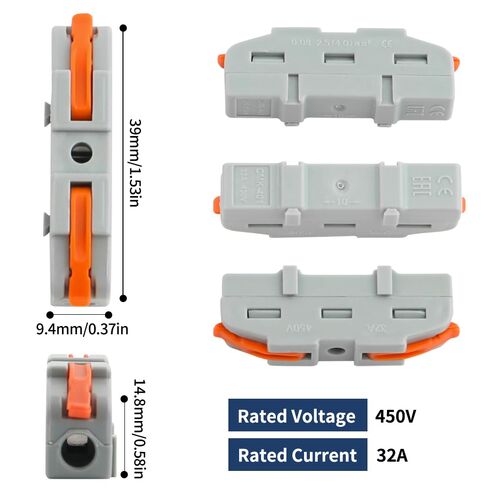 50 قطعة من موصلات صواميل الأسلاك من نوع الرافعة، كتل طرفية مدمجة PA66 مناسبة للتوصيلات السريعة الخالية من الأدوات في التحكم الصناعي المنزلي وأسلاك السيارات in Kuwait