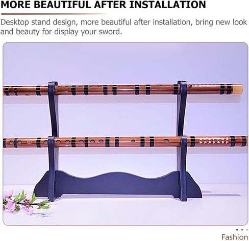 حامل منظم الفلوت المكتبي من SUPVOX مع رف عرض السيف الخشبي بطبقتين، حامل تخزين لآلات الرياح والسيوف، عرض أدوات الموسيقى للاستخدام في المنزل والمكتب in Kuwait