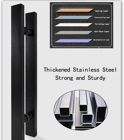 Black Shower Sliding Door Pull Handle Replacement, Full Polished Finish Push and Pull Glass Door Knob Button, Enclosure Towel Bar(800mm) in Saudi Arabia