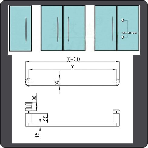 Shower Door Handle 2 Pack Shower Door Knob Sturdy Full Polished Finish Push and Pull Glass Door Handle Tubular Stainless Steel Shower Door Pull Handle in Saudi Arabia