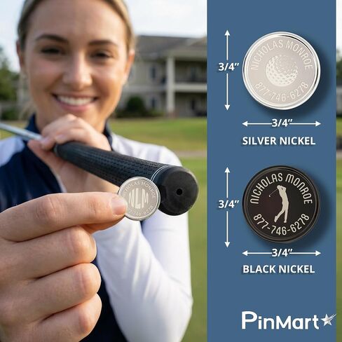 علامات اسم نادي الجولف المخصصة من PinMart بالنيكل الفضي أو الأسود - مجموعة ملصقات نادي الجولف المكونة من 14 قطعة - هدية مثالية للجولف أو هدية عيد الأب - ملحقات جولف فريدة وشخصية للرجال والنساء in Saudi Arabia