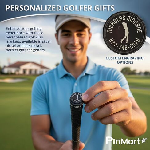 علامات اسم نادي الجولف المخصصة من PinMart بالنيكل الفضي أو الأسود - مجموعة ملصقات نادي الجولف المكونة من 14 قطعة - هدية مثالية للجولف أو هدية عيد الأب - ملحقات جولف فريدة وشخصية للرجال والنساء in Saudi Arabia