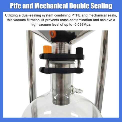 10L Vacuum Buchner Funnel Filtering Kit Glass Vacuum Suction Filter with 304 Stainless Steel Buchner Funnel & Glass Filter Flask Negative Pressure Filtration for Lab Liquid-Liquid Extraction in Kuwait