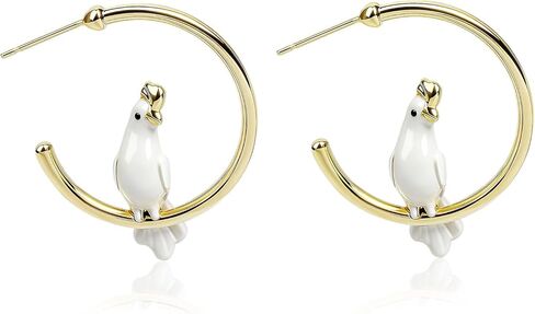 Cute Hummingbird Stud Earrings,Handmade Painting Enamel Hoop Earrings Design,925 Silver Post in Kuwait