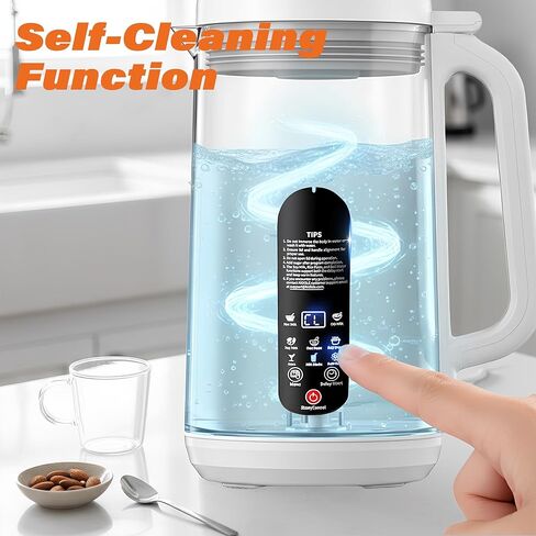 8 in 1 Nut Milk Maker Machine, 42oz Stainless Steel Oat Soy Almond Milk Maker Automatic for Homemade Plant-Based Non-Dairy Beverages Juice with 24H Delay Start, Self-Cleaning (Silver) in Kuwait