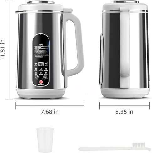 8 in 1 Nut Milk Maker Machine, 42oz Stainless Steel Oat Soy Almond Milk Maker Automatic for Homemade Plant-Based Non-Dairy Beverages Juice with 24H Delay Start, Self-Cleaning (Silver) in Kuwait