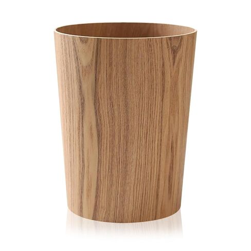 Wooden Trash Can 2.3 Gallon, Solid Wood Garbage Can for Bedroom & Bathroom, Small Trash Can for Living Room, Natural Wood Wastebasket (Walnut) in Saudi Arabia