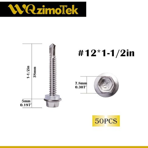 60PCS #10 x 1-1/2" 410 Stainless Steel Self-Drilling TEK Screws Rust & Corrosion Resistant for Thin Metal Wood HVAC & DIY Projects in Saudi Arabia
