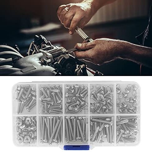 Stainless Steel Round Pan Head Screws, Self Tapping Cross Screws Assortment Kit with Hex Nuts and Washers (220pcs #4-40UNC) in Saudi Arabia