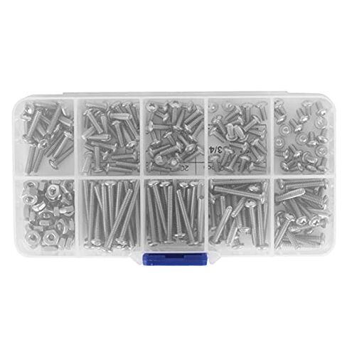 Stainless Steel Round Pan Head Screws, Self Tapping Cross Screws Assortment Kit with Hex Nuts and Washers (220pcs #4-40UNC) in Saudi Arabia