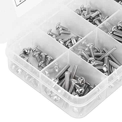 Stainless Steel Round Pan Head Screws, Self Tapping Cross Screws Assortment Kit with Hex Nuts and Washers (220pcs #4-40UNC) in Saudi Arabia